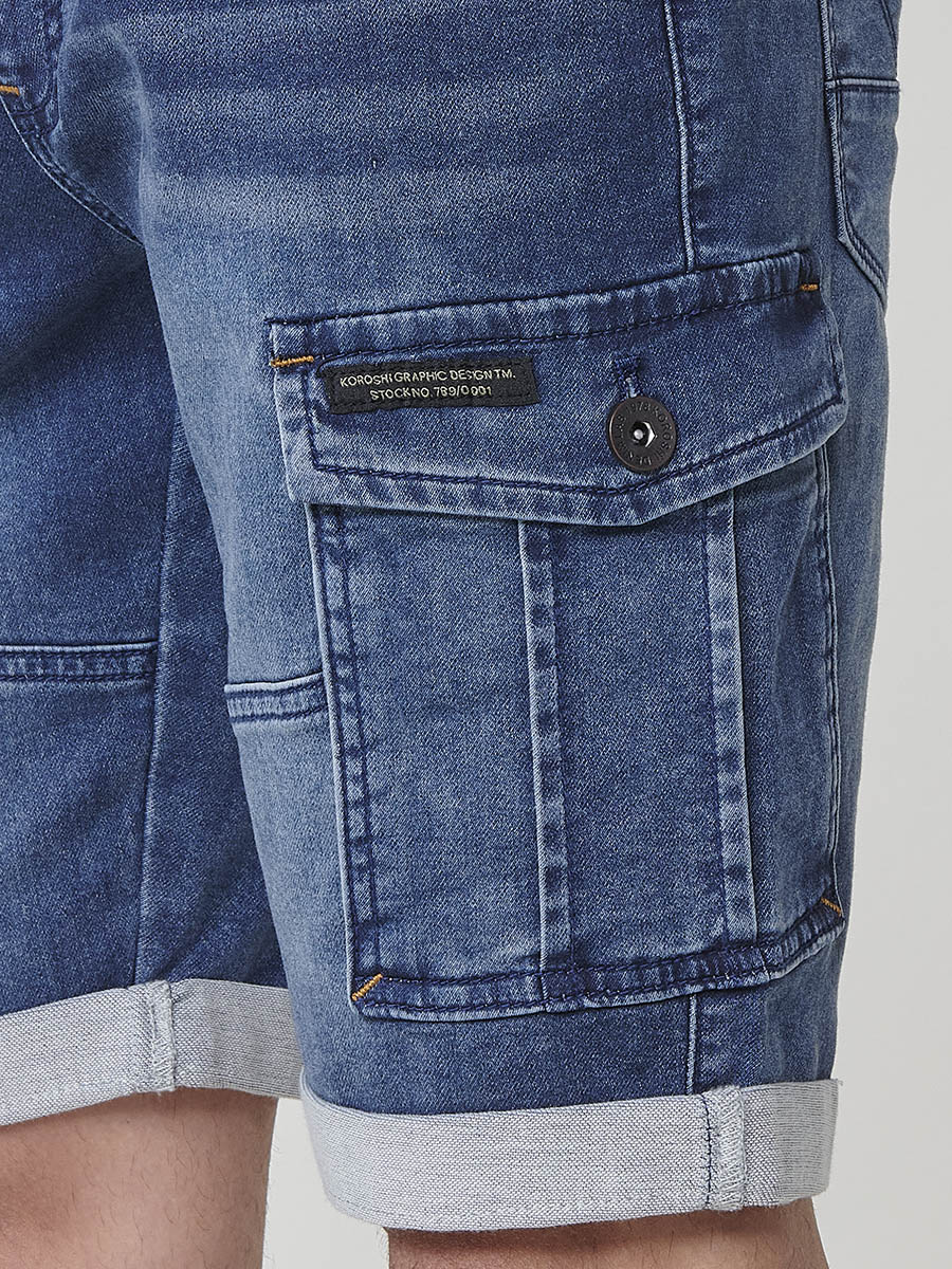 Short jogger càrrec denim elàstic home blau mitjà - Koroshi 2511PS86