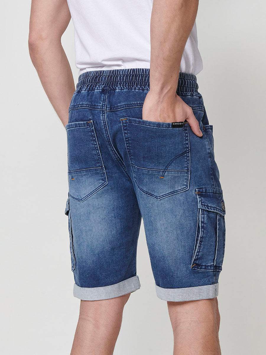 Short jogger càrrec denim elàstic home blau mitjà - Koroshi 2511PS86