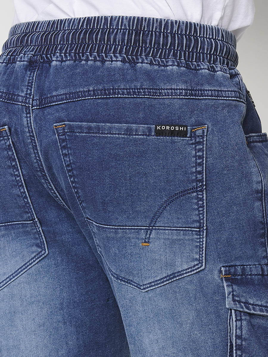 Short jogger càrrec denim elàstic home blau mitjà - Koroshi 2511PS86
