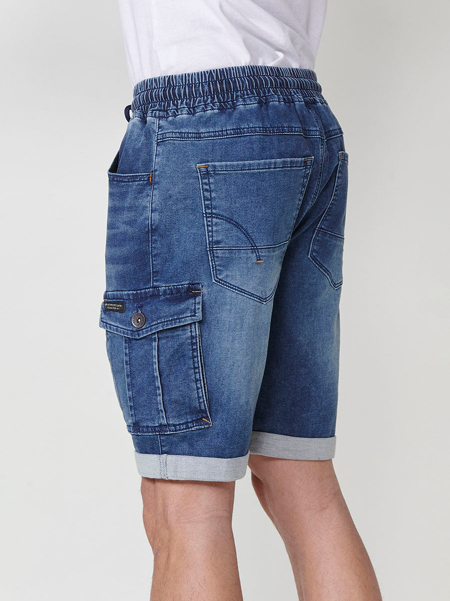 Short jogger càrrec denim elàstic home blau mitjà - Koroshi 2511PS86