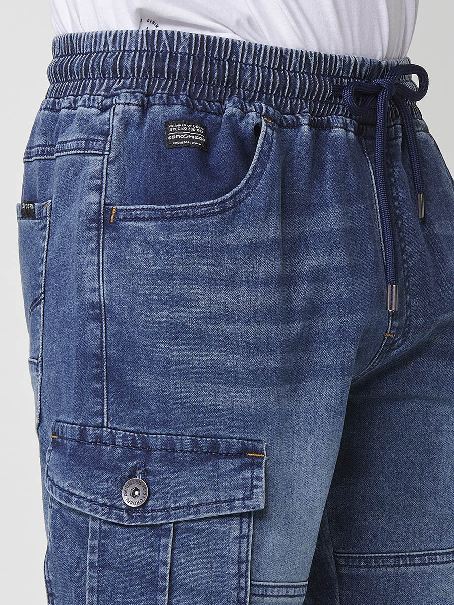 Short jogger càrrec denim elàstic home blau mitjà - Koroshi 2511PS86