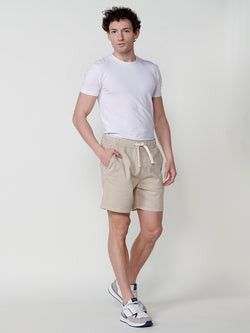 Bermuda jogger knit denim relaxed men's beige - Koroshi 2511PS89