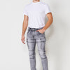 Long skinny fit biker pants Side pockets with flaps and Details on the knees Denim for Men