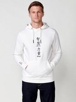 Ecru men's printed hoodie - Koroshi 2511SU09
