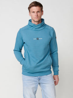 Grünes bedrucktes zweireihiges Rollkragenpullover für Herren – Koroshi 2511SU17