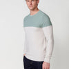 Pull homme bicolore à manches longues et col rond en tricot de coton