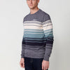 Pull rayé en tricot de coton à manches longues et col rond pour hommes