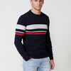 Pull rayé en tricot de coton à manches longues et col rond pour hommes