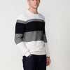 Pull rayé en tricot de coton à manches longues et col rond pour hommes