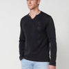 Pull col rond en tricot de coton avec ouverture boutonnée pour Homme
