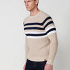 Pull à manches longues rayé à col rond pour hommes