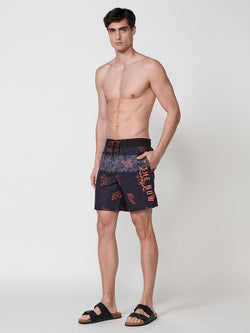 Maillot de bain imprimé noir pour homme noir - Koroshi 2511WA07