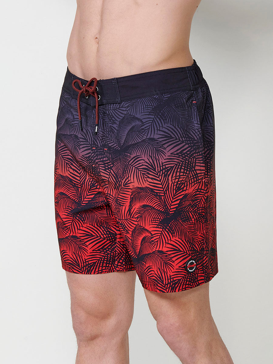 Red men's gradient tropical surf swimsuit - Koroshi 2511WA08