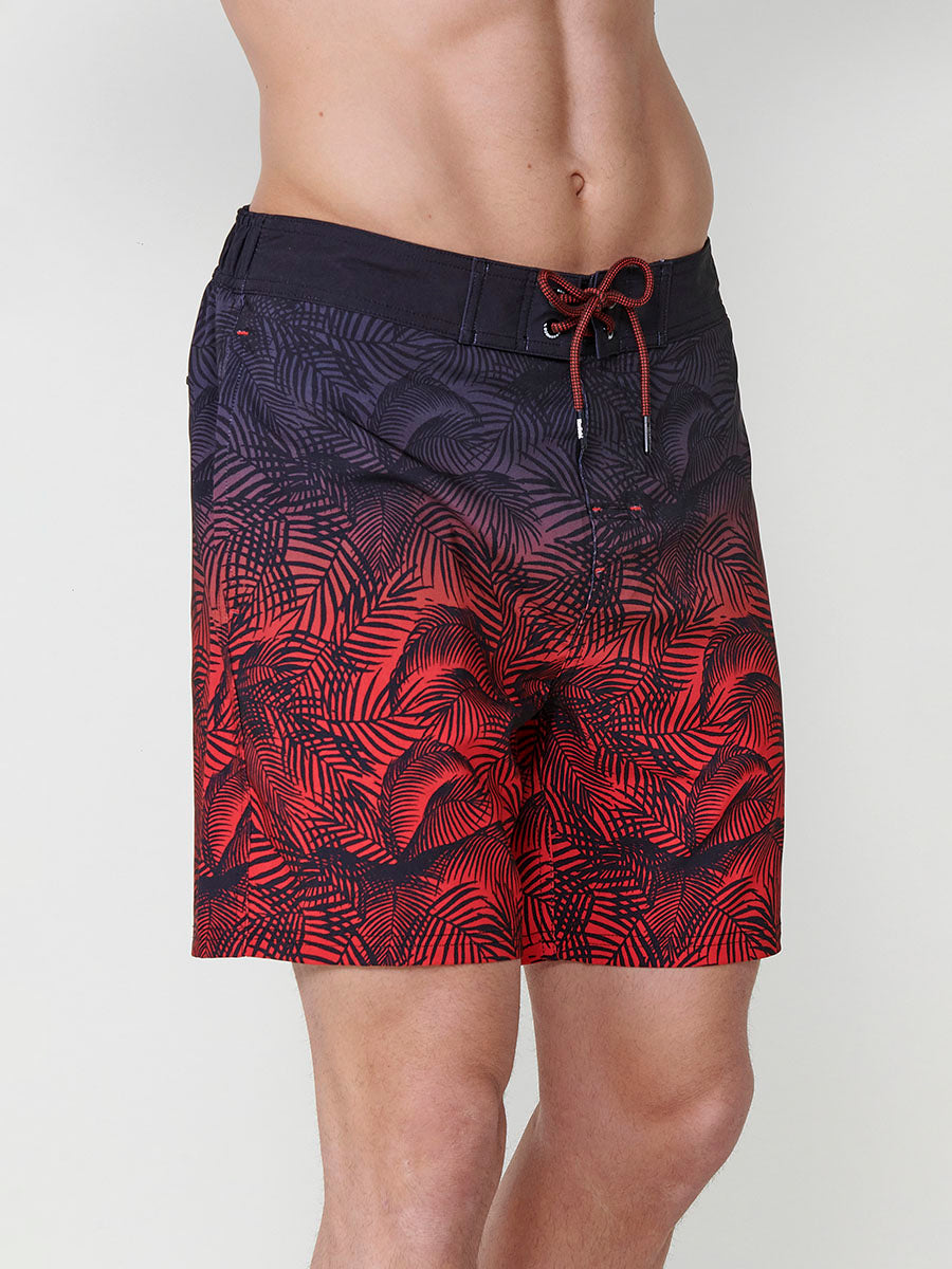Red men's gradient tropical surf swimsuit - Koroshi 2511WA08