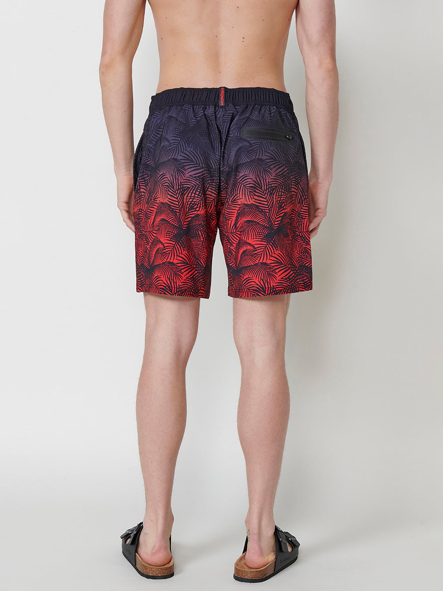 Red men's gradient tropical surf swimsuit - Koroshi 2511WA08