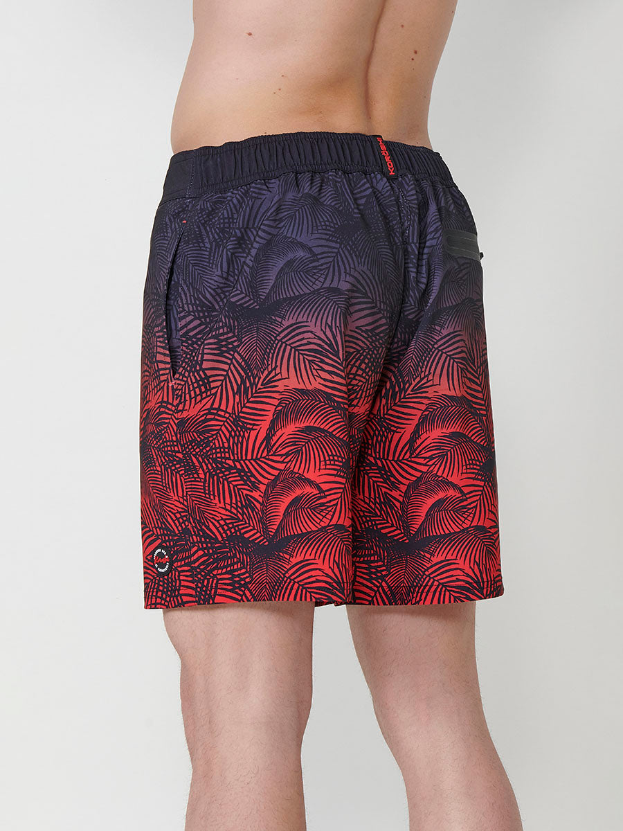 Red men's gradient tropical surf swimsuit - Koroshi 2511WA08