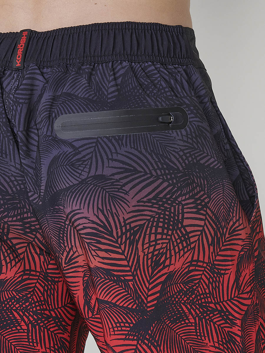 Red men's gradient tropical surf swimsuit - Koroshi 2511WA08