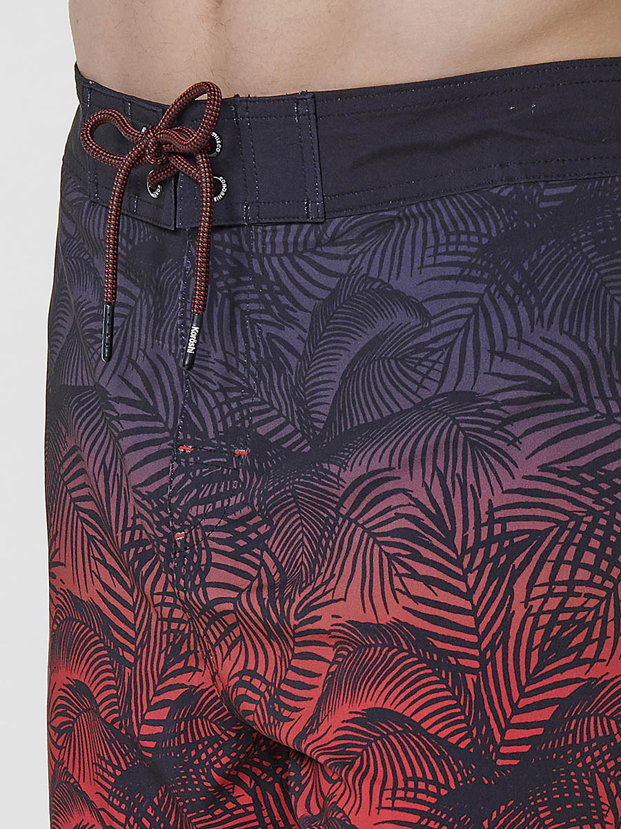 Red men's gradient tropical surf swimsuit - Koroshi 2511WA08
