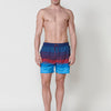 Men's striped swim trunks with adjustable waist