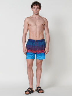 Red men's gradient geometric swimsuit - Koroshi 2511WA15