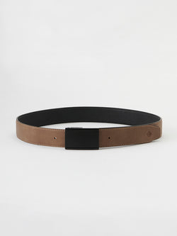 Brown and black men's reversible leatherette belt - Koroshi 2511ZC05