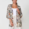 Kimono Abierto Satinado con Estampado Étnico en Multicolor para Mujer – 100% Viscosa