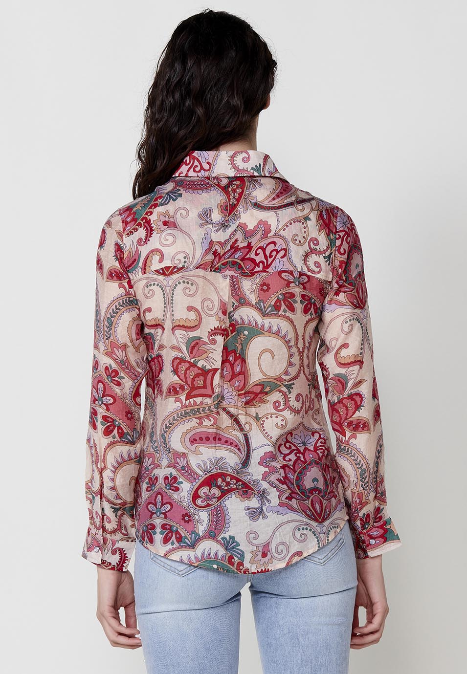 Camisa voile manga larga estampado cachemir mujer multicolor - Koroshi 2512BL05