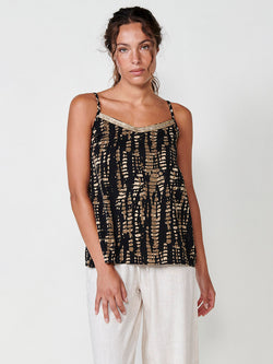 Blouse bustier tie-dye noire femme - Koroshi 2512BL93
