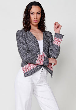 Reversible printed quilted long-sleeved jacket for women in black - Koroshi 2512JA26
