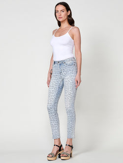 Pantalons denim slim amb estampat animal dona blau clar - Koroshi 2512PT17