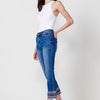 Long slim jeans with floral embroidery finish for Women
