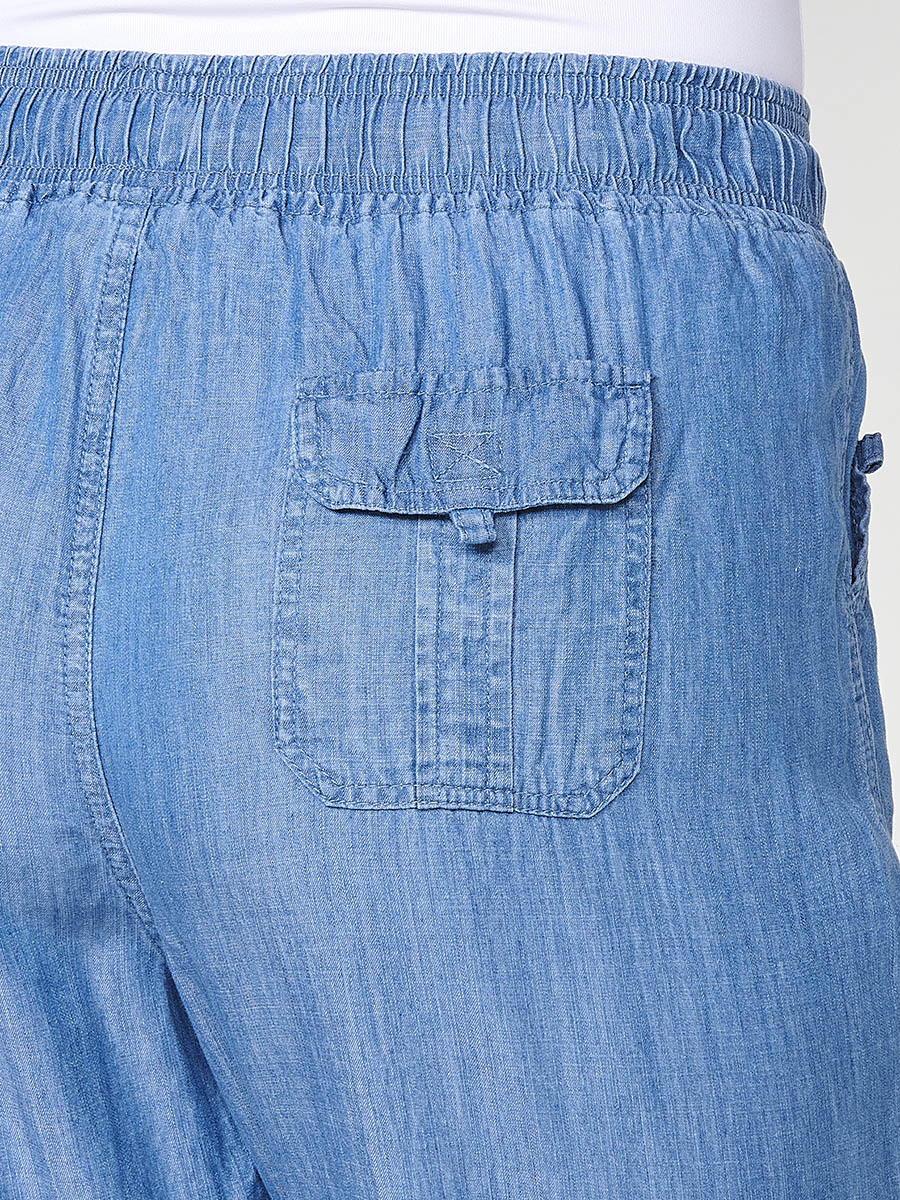 Pantalón jogger efecto denim de lyocell de tiro alto mujer azul - Koroshi 2512PT86