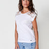 Cotton T-shirt with Dropped Shoulder, Flamé Texture and Blonde Detail
