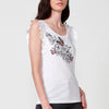 Short sleeve t-shirt with floral embroidery for women