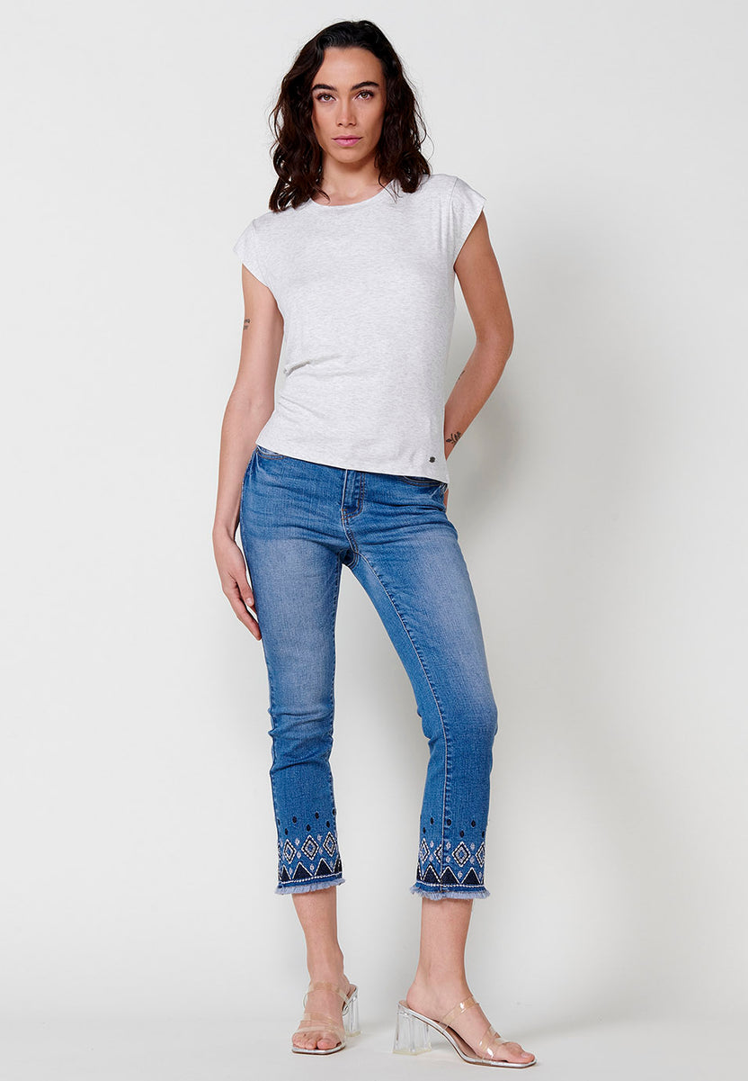 Camiseta brillos logo 3D mujer blanco - Koroshi 2512TP11