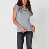 Graues Kurzarm-T-Shirt für Damen mit Strassdetails