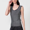 Top col rond femme gris