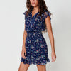 Semi-transparent Short Dress with Elastic Lining and Floral Print for Women