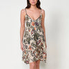 Women's short fluid dress with adjustable straps and floral print