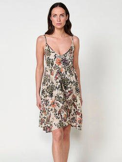 Robe courte dos nu en coton imprimé fleuri pour femme en multicolore - Koroshi 2512VS79