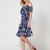 Short Dress for Women with Adjustable Straps and Ruffle Neckline