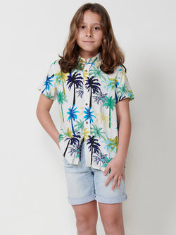 Tropical print short sleeve shirt BOYS multicolor - Koroshi 2514CC01