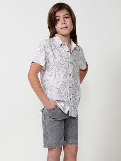 Camisa màniga curta estampat tropical nen gris - Koroshi 2514CC02