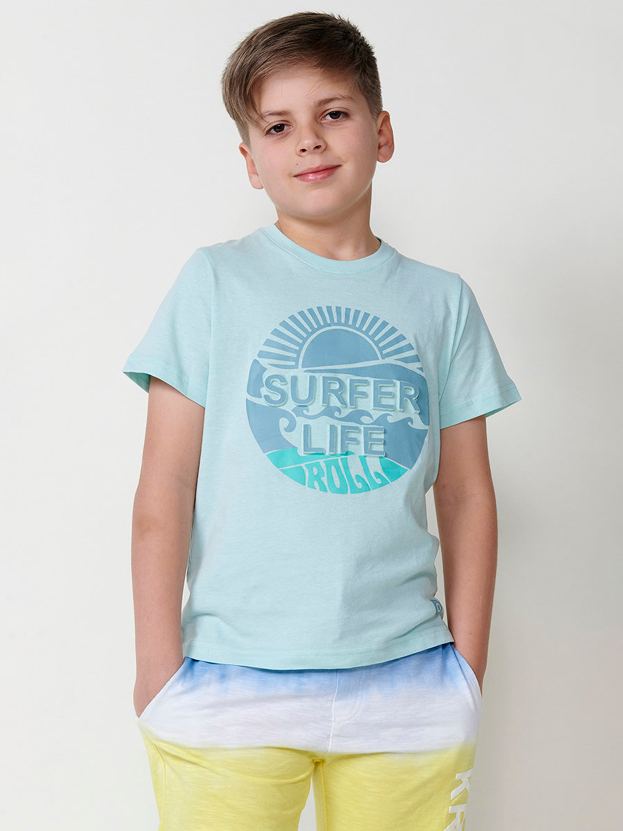 T-shirt Homme Kaki à Manches Longues, 100% Coton, Col Rond Avec Ouverture Et Imprime Devant T-shirt Homme Kaki à Manches Longues, 100% Coton, Col Rond Avec Ouverture Et Imprime Devant