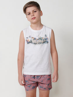 T-shirt garçon sans manches imprimé relief brut - Koroshi 2514MS01