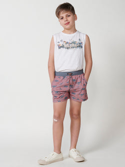 Swimsuit BOYS khaki dinosaur short type - Koroshi 2514WA02