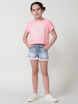 shorts GIRLS light blue glitter lace - Koroshi 2515PS01