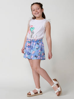 Shorts GIRLS blue paperbag waist skirt effect - Koroshi 2515PS02