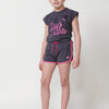 Short fille en maille de coton à étoiles fuchsia