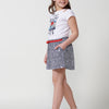 Short fille imprimé effet jupe, taille paperbag